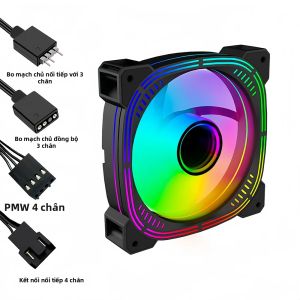 Quạt Tản Nhiệt PC AuyiHomu Prism 120mm ARGB PWM 5V 3Pin RGB Điều Khiển Được 4Pin PWM Gắn Mặt Trước Cho Vỏ Máy Và Tản Nhiệt