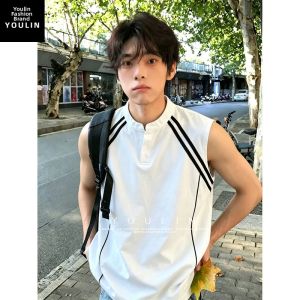 YOULIN | Cooling Stripe Henry Collar Mens Vest