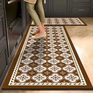 VIKAMA Kitchen Crystal Velvet Floor Mats Water-Absorbing Anti-Slip Oil-Proof Carpets Washable And No-Wash Home Decorations