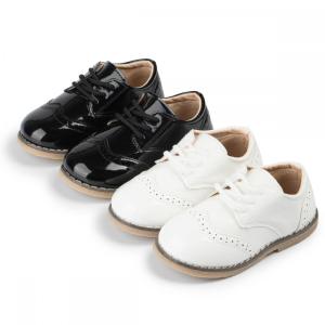 New Childrens Leather Shoes Anti-Slip Waterproof Casual Shoes Boys Girls Lace-Up Solid Color Sneakers Young Childrens Shoes