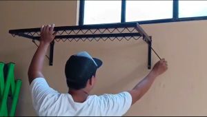 Jemuran Baju Tempel Dinding - Rak Jemuran Pakaian Basah Lipat - Rak Jemuran Tembok