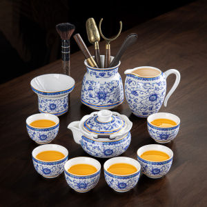 XIANGYE | High-End Blue and White Porcelain Tea Set for Office & Home Use