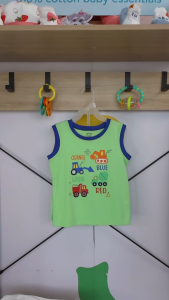 Cotton Stuff Muscle Shirt & Shorts Set Lets Build - Boy | Soft 100% Cotton Baby Clothes | Green | 2-5 Years