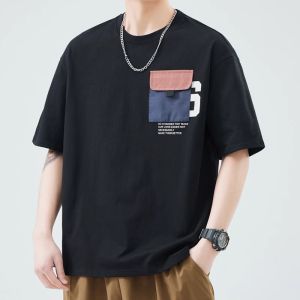 Mens Short Sleeve T-Shirt Pure Cotton Thin Half Sleeve Summer Fashionable Top Youth Casual round Neck Cotton Shirt for Men