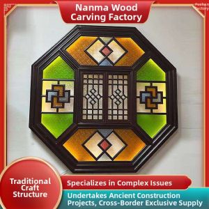 New Chinese Antique Style Window with Plum Blossom Embossed Glass