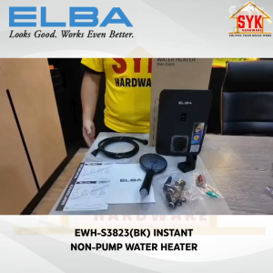 SYK Elba EWH-S3823 (BK) Instant Water Heater Non Pump Bathroom Appliances Water Heater Pemanas Air Mandi Eletrik