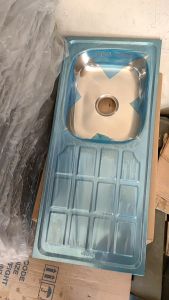 Sink/Wastafel/Bak Cuci Piring Stainless 96 cm Komplit+Afur Saringan+Selang Pembuangan+Kran Gerak 2 Spray Terbaik