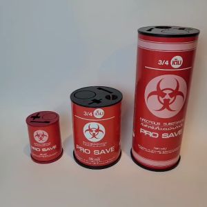 ⭐ 1 ใบ ⭐ กล่องทิ้งเข็ม Pro Save ถังทิ้งเข็ม ทำด้วยพลาสติกเหนียว คุณภาพดี ตัวกล่องสีแดง แข็งแรง ทนทาน น้ำหนักเบา