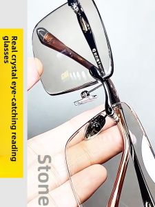 Kính Mát Đá Pha Lê Nguyên Chất Đông Hải Chống Mệt Mỏi Mát Mẻ Cao Cấp Màu Đá Đường Kính Mắt Già Pha Lê Trắng Trong Suốt