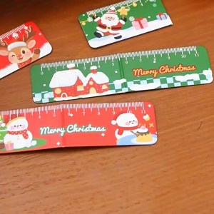 1PC/5PC Christmas Magnetic Bookmarks Ruler Cartoon Folding Ruler Student Stationery