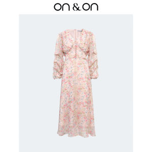 ON&ON | Elegant Floral Slim Fit V-Neck Womens Dress
