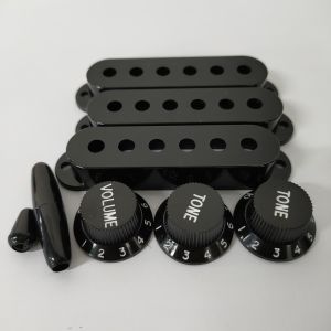 FLEOR Set of 50/50/52mm ST Single Coil Guitar Pickup Cover 2 Tone 1 Volume Knobs Switch Tips SSS Guitar Parts