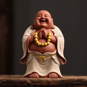 Đồ Trang Trí Bàn Làm Việc Bằng Gốm Sứ Màu Hồng Bàng Phật Maitreya Mới Trung Quốc Đông Tây Phật Giáo Zen Trang Trí Phòng Khách Văn Phòng