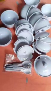 Hũ nhựa đựng gia vị sa tế melamine cao cấp trăng bóng có nắp và muỗng loại 150 ml - hu 44