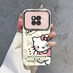 Mingsheng Is Suitable for Vivox200 Phone Case X30 Cartoon Heart Hello Kitty X90s New Arrival X27 Electroplating Large Window X70 Silicone Vivox100 Phone Case X80 All-Inclusive X50 Phone Case
