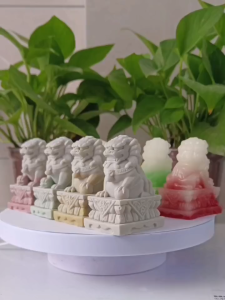 Stone carving small stone lion ornament small size a pair of doorkeepers daily household use courtyard imitation jade and imitation green stone carving gift
