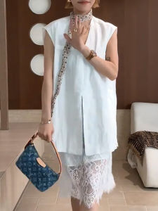 QINGNAER | Simple and Elegant White Sleeveless Tank Loose Summer Womens Top