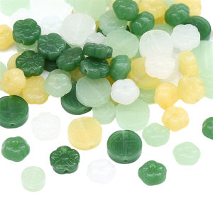 10Pcs Colorful Crystal Glass Imitation Jade Beads Plum Blossom Pumpkin Beads Charm for Earring Necklace Bracelet DIY Jewelry Making Accessories