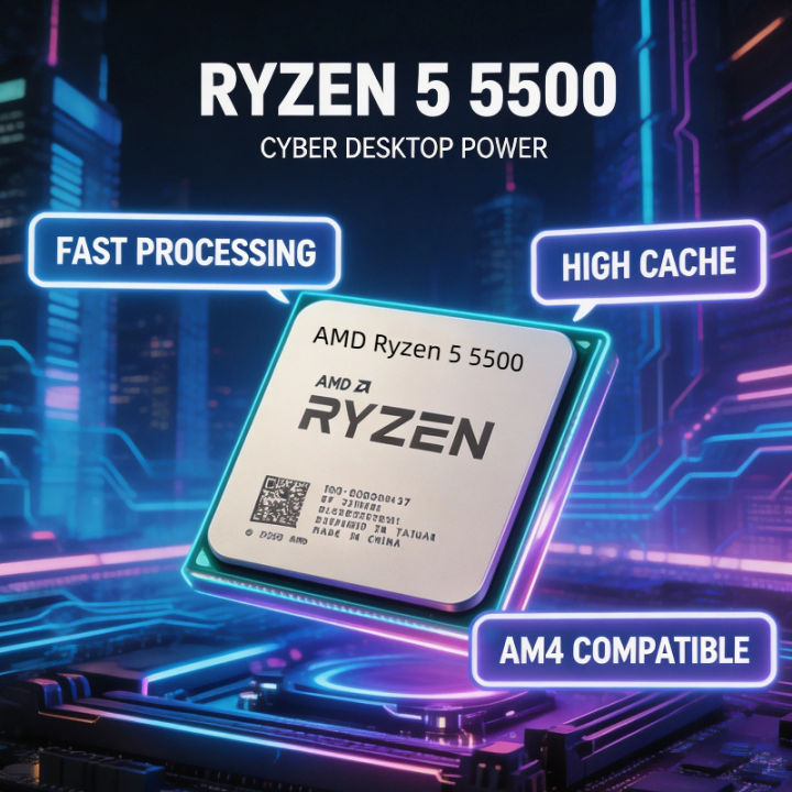 AMD | Ryzen 5 5500 R5 5500 7NM Desktop CPU Processor 6‑Core 12