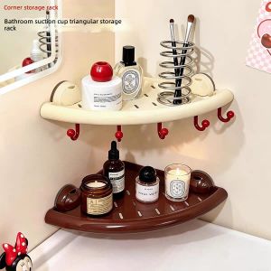 clu Suction Cup Bathroom Shelf Corner Organizer No Drill Wall Mount Storage Rack for Shower ulc