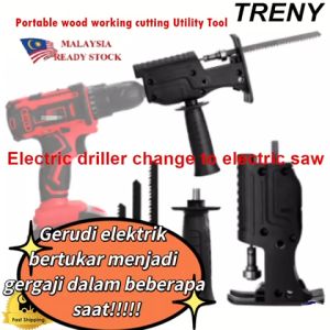 TRENY Driller Saw Woodworking Tool Detachable Saw Reciprocating Saw Hand Tool Portable Saw Adapter Kit Auto Hand Saw Wood Saw Saw Kayu Saw Potong Kayu