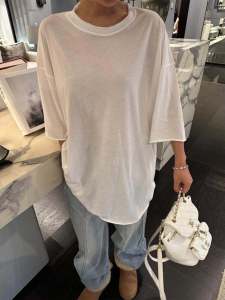 Minimalist Versatile Short Sleeve round Neck T-Shirt Dongda Gate Autumn Winter New Style Korean Style Commute Creative Pattern