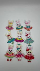 9/10Pcs Cute Rabbit Embroidered Iron On Patches Cartoon Bunny Sew On Clothes Patches for Kids Clothing Jackets Hats DIY Decor