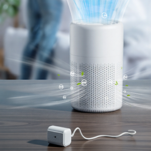 เครื่องกำจัดกลิ่นและฝุ่นขนาดเล็ก NOCCLILI JHQ01-3 สำหรับใช้ในบ้าน กำจัดกลิ่นสูตรยาสูบ ขนสัตว์ ฟองน้ำ HEPA กำจัดกลิ่นได้ดี