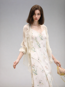 COCO BELLA | Graceful Style Ruffle Bow Sash Voile Shirt
