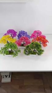 1Pcs Green Artificial Plants Bonsai Plastic Tree Fake Flower for Home Bedroom Decor Table Garden Decoration Outdoor Ornament