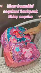 Ready Stock✨Kids School BagMermaid BackpackBig CapacitySparkle Mermaid Backpack for School,2color options