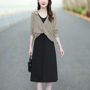 ชุดเดรสยาวแขนกุดสไตล์ฝรั่งเศสสำหรับผู้หญิงไซส์ใหญ่ ชุดเดรสยาวคลุมท้อง ชุดเดรสฤดูใบไม้ผลิ 2025 ชุดเดรสแขนกุดแบบบาง