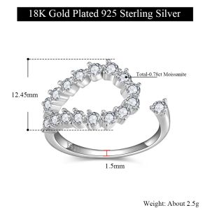 Pretty Beauty 925 Silver Moissanite Open E Shape Wedding Band for Women Dainty Engagement Promise Ring Bridal Fine Jewelry Gift
