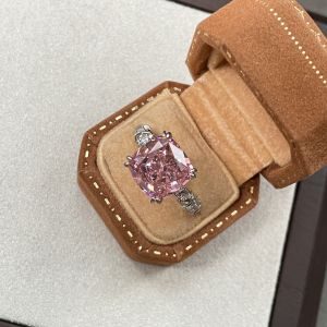 Cross Pattern High Carbon Diamond Ring S925 Pure Silver Pink Diamond Ice Flower Cut Finger Ring Luxury Feelings Jewelry