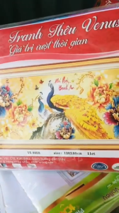 Tranh thêu chữ thập chim công Phú Quý Bình An thêu kín (về tự thêu) VS8058