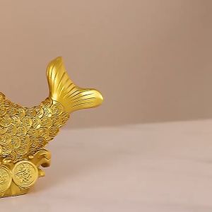 ปลามงคล รูปปั้นปลานำโชค (MH\_163) ปลาหลีฮู้เหลือกินเหลือ สไตล์จีน ของตกแต่งบ้าน