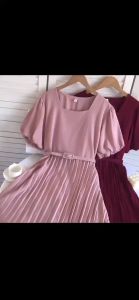 Retro Korean version of the square collar bubble short-sleeved waist slimming dress women white dress 820