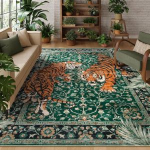 VIKAMA Bohemian Style Carpet Tiger Pattern Soft Sound Insulation Noise Reduction Bedroom Sofa Living Room Home Decoration