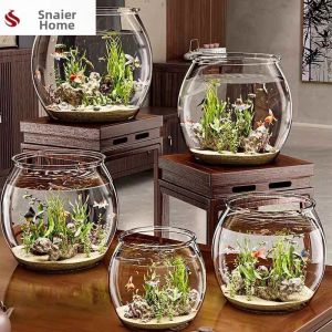 FEIZHUXIANSEN | Living Room Suitable Durable Plastics Round Aquarium