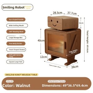 DONGMU | Vintage Style Wooden High Bedside Table with Light for Kids