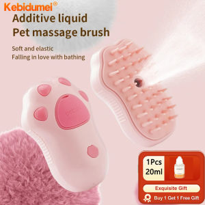 Kebidumei Cat Steamy Brush Dog Massage Comb Built-in Electric Water Spray Soft Silicone Pet Hair Removal Grooming Brush Cat Accessories