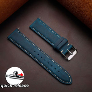 Cowhide Watch Strap 14mm 16mm 18mm 20mm 22mm 24mm Vintage Dark Brown Quick Release Watchband for Samsung Galaxy Watch 8/7/6/5/4