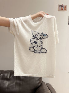 Shalldoer | Fashionable Butterfly Knot Embroidered Short Sleeve T-Shirt Womens Loose Thin Summer Top Slimming Casual Round Neck Tee