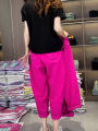 Pure Color Fashionable All-Match Stretch Dragon Fruit Harem Pants Summer Women's Clothing New Loose Slim Looking Elastic Waist Casual Pants. 