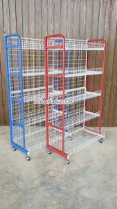 ชั้นวางของ ชั้นมินิมาร์ท5ชั้นมีล้อ ชั้นตะกร้า ชั้นวางขายสินค้า ชั้นขายของชำ ชั้นซุปเปอร์มาร์เก็ต