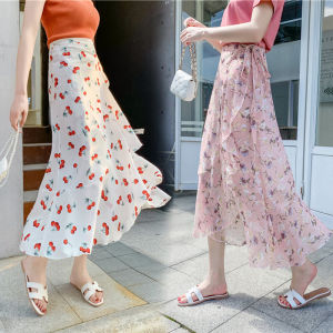 กระโปรงสั้นผ้าชีฟองลายดอกไม้สไตล์นางฟ้าทรงเอเอวกลางยาวปานกลางฤดูร้อน 2022 สำหรับผู้หญิงวัย 18-24 ปี