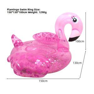 Sequins Flamingo Swim Ring Inflatable Pool Float Seat Ring Summer Water Party Swimming Toy For Kids Adult