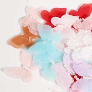 10pcs/lot Handmade Lace Butterfly 3D Double Layer Gauze Butterfly Appliqued Mesh Butterfly Patch For DIY Craft Sewing Decoration