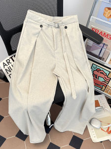 กางเกงขายาวทรงหลวมสไตล์ลำลองสำหรับผู้ชายและผู้หญิง ดีไซน์แบบผ่าหน้า กระโปรงทรงเอ ลายพันธุ์เมล็ดฝ้าย ลายกางเขน ทรงหลวม ลายสก็อต