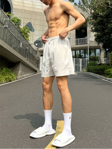 Quick Dry Nylon Shorts Mens Summer Fitness Sports Loose Fit Elastic Waist Five Inch Pants Youth Trendy Black Grey White